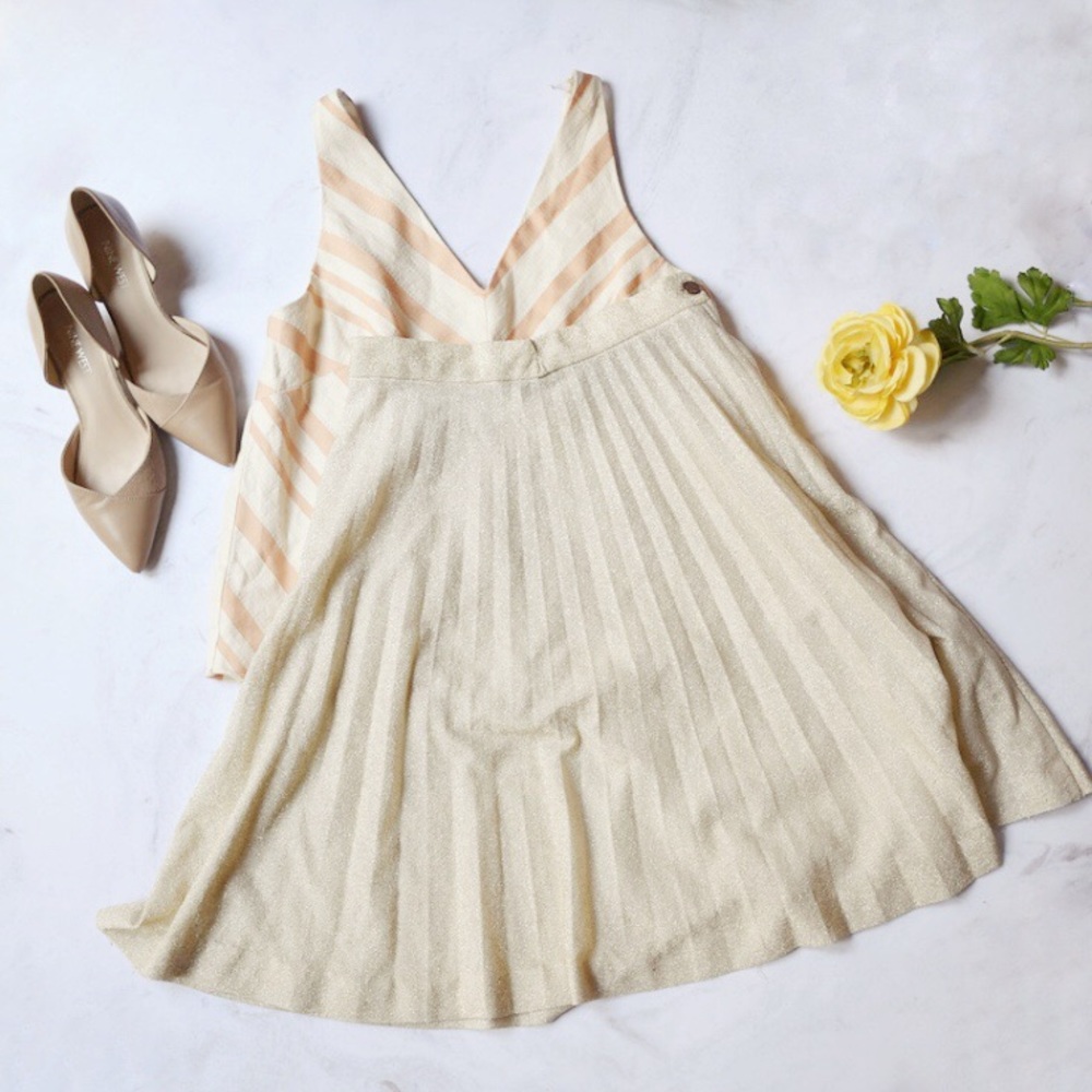 VINTAGE gold pleated circle skirt